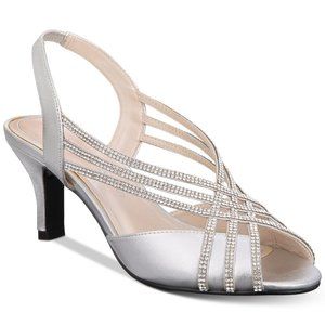 New No Tags Caparros Twilight Silver Rhinestone Slingback Heels SZ 9 ½